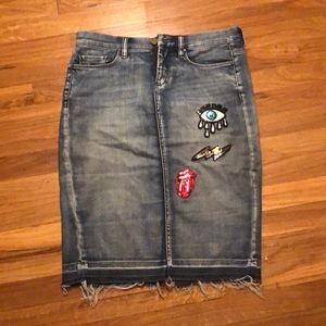 BlankNYC Appliquéd Denim Skirt